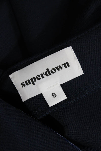 Super Down Womens Bodycon Mini Dress Dark Blue Sleeveless Zip Rayon Size S
