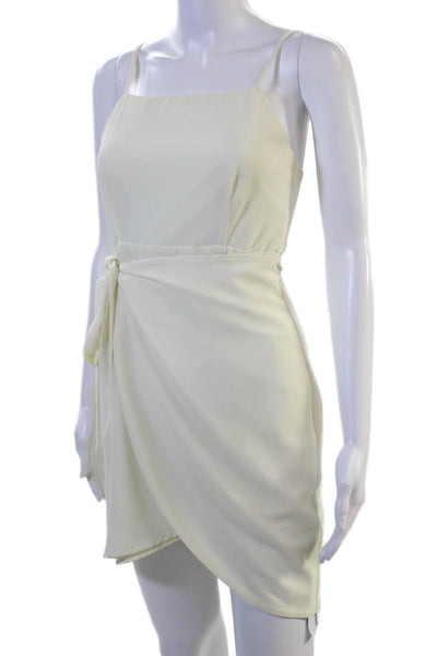 By The Way Women Beige Mini Slip Dress Square Neck Sleeveless Polyester Size S