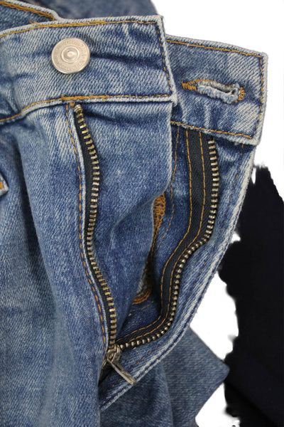 Zara Unisex Cropped Straight Blue Jeans High Rise Size 8