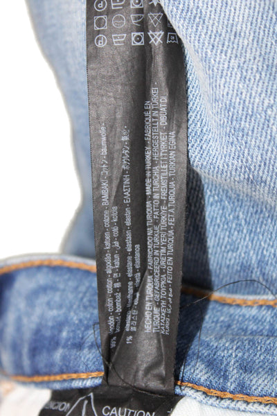 Zara Unisex Cropped Straight Blue Jeans High Rise Size 8