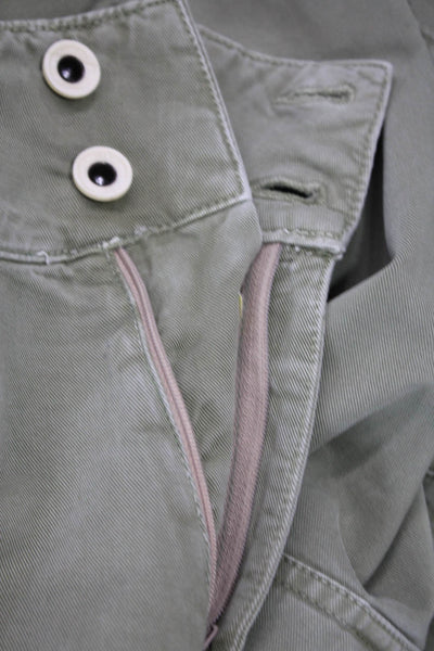 Zara Unisex Green Cargo Chino Pants 100% Cotton Button Inseam 28 Size 6