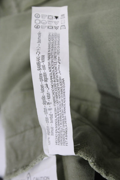 Zara Unisex Green Cargo Chino Pants 100% Cotton Button Inseam 28 Size 6