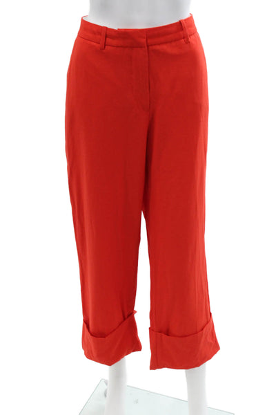 Zara Women Cropped Dress Pants Red Button Closure Size M