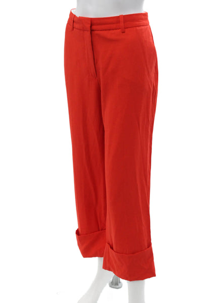 Zara Women Cropped Dress Pants Red Button Closure Size M