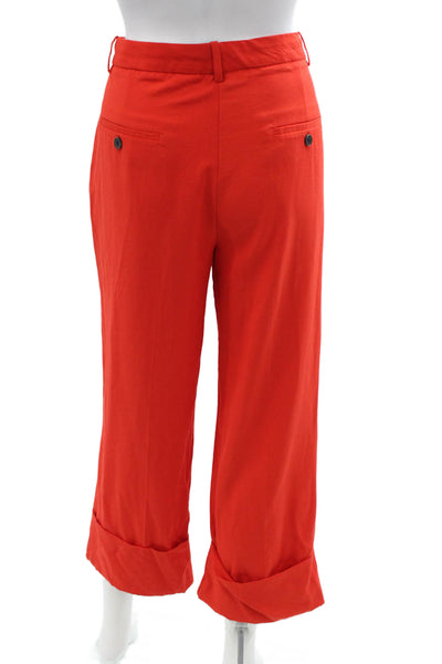 Zara Women Cropped Dress Pants Red Button Closure Size M