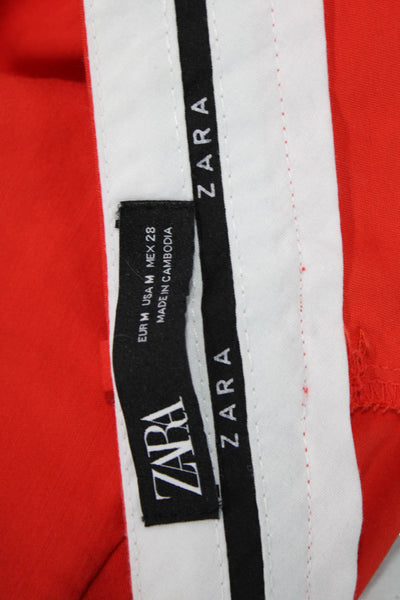 Zara Women Cropped Dress Pants Red Button Closure Size M