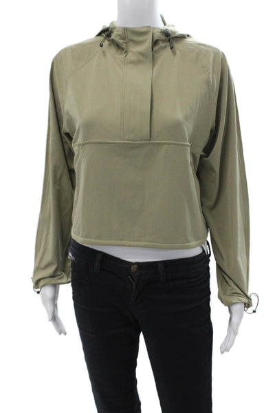 Athleta Womens Pullover Hoodie Green High Neck Drawstring Long Sleeve Size 2XS