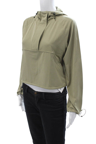 Athleta Womens Pullover Hoodie Green High Neck Drawstring Long Sleeve Size 2XS