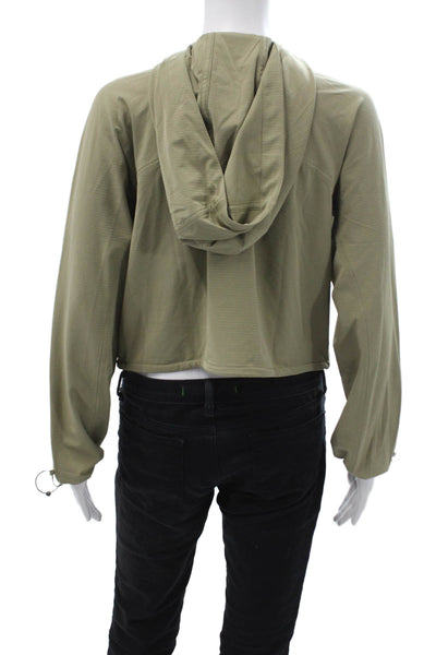 Athleta Womens Pullover Hoodie Green High Neck Drawstring Long Sleeve Size 2XS