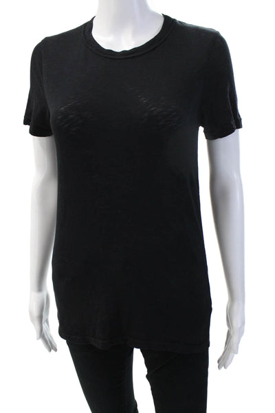 Stateside Women Basic T-Shirt Black Supima Cotton Crew Neck Short Sleeve Size S