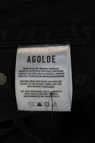 Agolde Womens Cropped Straight Black Jeans High Rise 30in Inseam Size 23