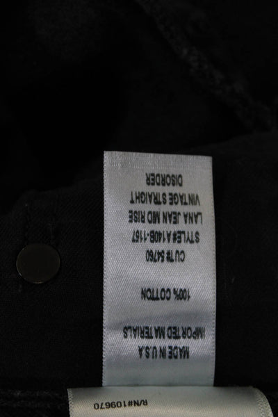 Agolde Womens Cropped Straight Black Jeans High Rise 30in Inseam Size 23
