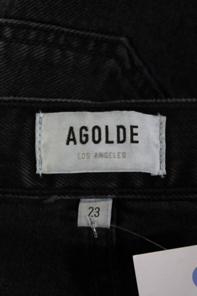 Agolde Womens Cropped Straight Black Jeans High Rise 30in Inseam Size 23