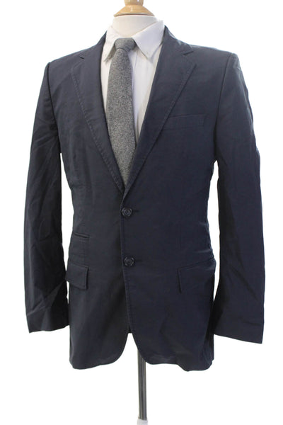 Hugo Hugo Boss Mens Dark Blue Blazer Collared Button Long Sleeve Size 38