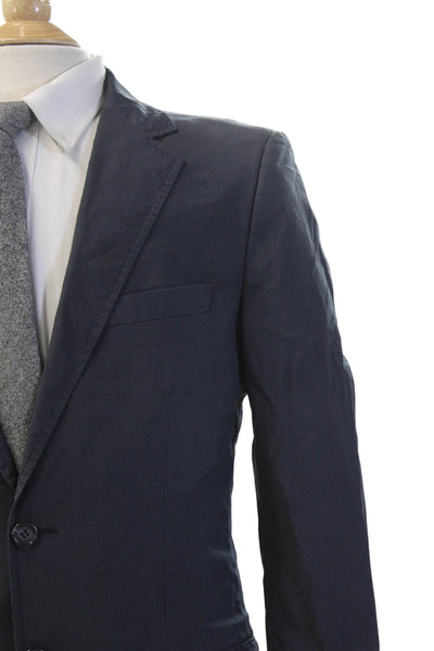 Hugo Hugo Boss Mens Dark Blue Blazer Collared Button Long Sleeve Size 38