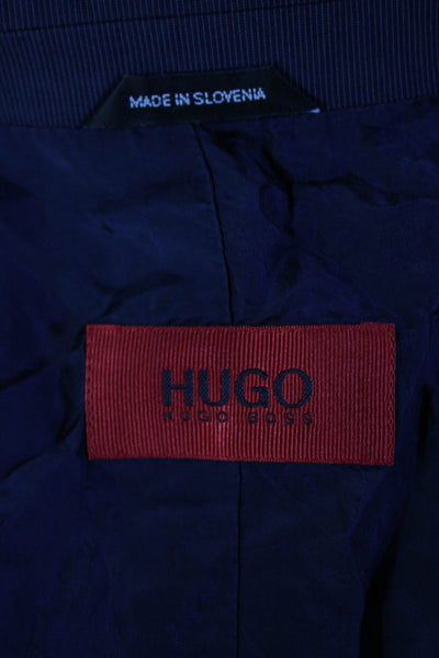 Hugo Hugo Boss Mens Dark Blue Blazer Collared Button Long Sleeve Size 38