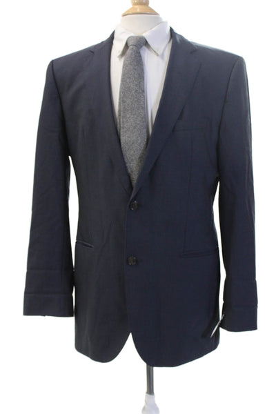 Boss Hugo Boss Mens Dark Blue Solid Suit Jacket Collared Long Sleeve Size 42