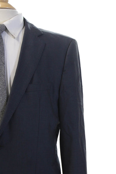 Boss Hugo Boss Mens Dark Blue Solid Suit Jacket Collared Long Sleeve Size 42