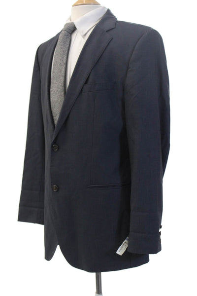 Boss Hugo Boss Mens Dark Blue Solid Suit Jacket Collared Long Sleeve Size 42