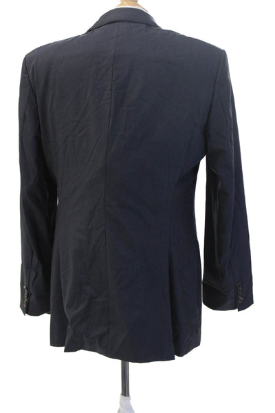 Boss Hugo Boss Mens Dark Blue Solid Suit Jacket Collared Long Sleeve Size 42