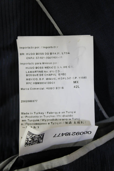 Boss Hugo Boss Mens Dark Blue Solid Suit Jacket Collared Long Sleeve Size 42