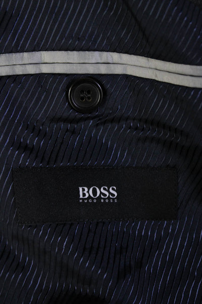 Boss Hugo Boss Mens Dark Blue Solid Suit Jacket Collared Long Sleeve Size 42