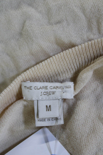 J Crew Women Beige Cotton Button Cardigan 3/4 Sleeve Animal Print Size M