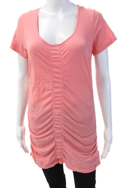 DKNY Womens Pink Cotton Round Neck Short Sleeve Maternity Tunic Size M