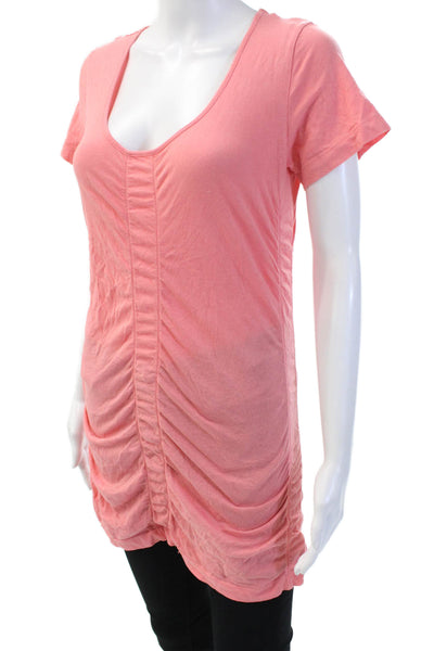 DKNY Womens Pink Cotton Round Neck Short Sleeve Maternity Tunic Size M