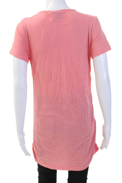DKNY Womens Pink Cotton Round Neck Short Sleeve Maternity Tunic Size M