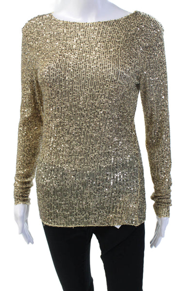 Intimately Free People Women Beige Nylon Round Neck Long Sleeve Blouse Size S