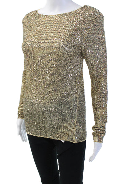 Intimately Free People Women Beige Nylon Round Neck Long Sleeve Blouse Size S