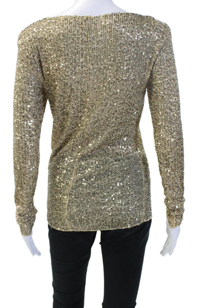 Intimately Free People Women Beige Nylon Round Neck Long Sleeve Blouse Size S