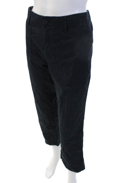 Vince Unisex Black Cropped Cargo Pants 96% Cotton 4% Spandex Size 8