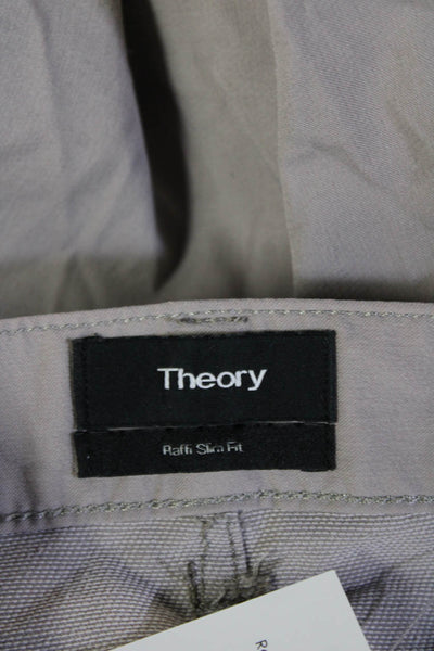 Theory Mens Chino Pants Gray Nylon Button Size 33