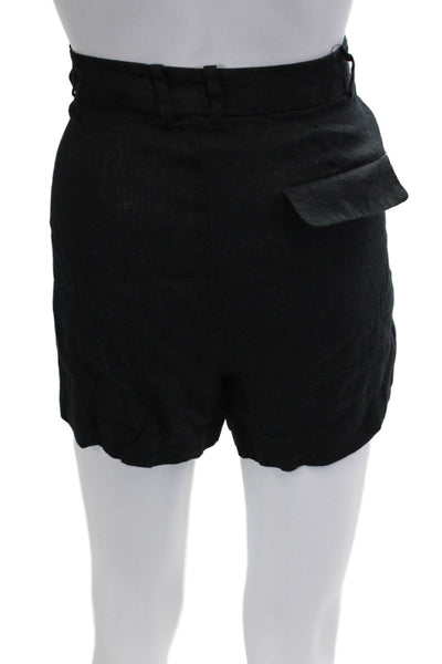 Zara Unisex Black Polyester Army Style Button Shorts Size L