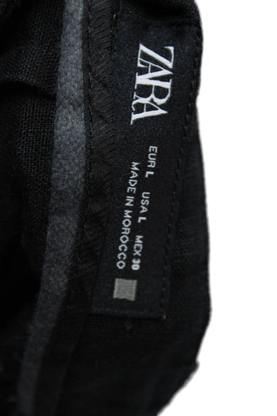 Zara Unisex Black Polyester Army Style Button Shorts Size L