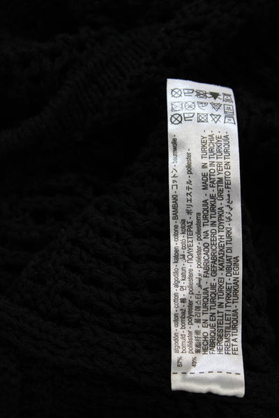 Zara Women Cardigan Black Collared Button Short Sleeve Cotton Blend Size S