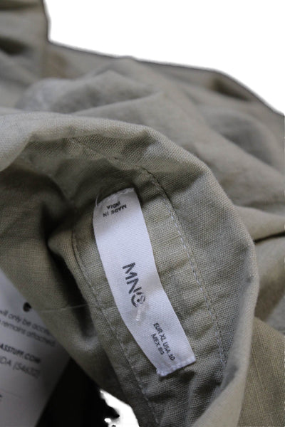 MNG Womens Cropped Button-Up Beige Collared Long Sleeve Button Cuff Size 10