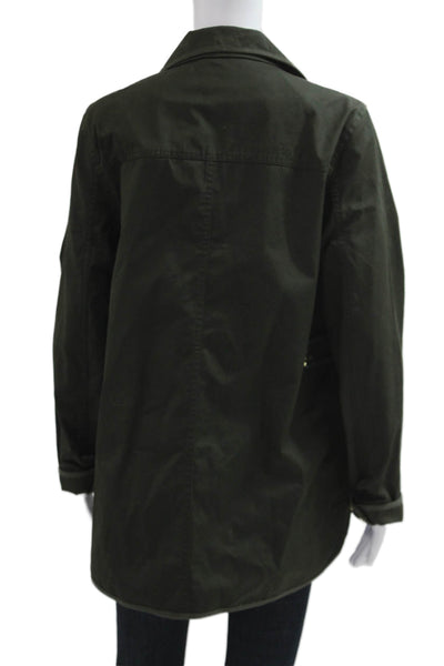 J Crew Women Military Jacket Green 100% Cotton Long Sleeve Button Size M