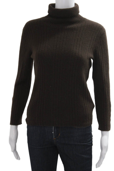 Magaschoni Womens Brown Cashmere Turtleneck Pullover Size S