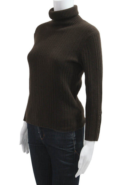 Magaschoni Womens Brown Cashmere Turtleneck Pullover Size S