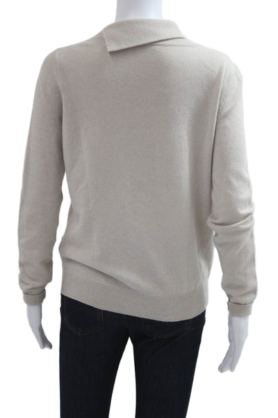 Peserico Women Pullover Sweater Beige Mock Neck Long Sleeve Size 38