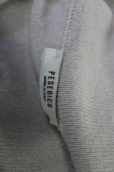 Peserico Women Pullover Sweater Beige Mock Neck Long Sleeve Size 38