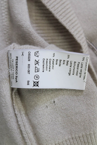 Peserico Women Pullover Sweater Beige Mock Neck Long Sleeve Size 38