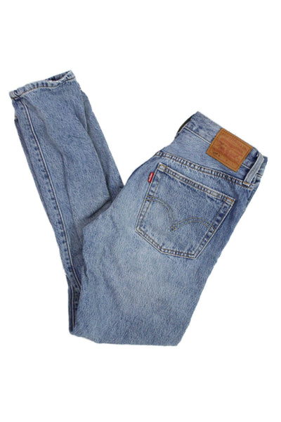 Levis Unisex Straight Jeans Blue Mid Rise Short Inseam 90s 100% Cotton Size 0