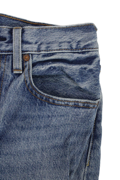 Levis Unisex Straight Jeans Blue Mid Rise Short Inseam 90s 100% Cotton Size 0