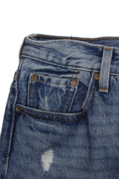 Levis Unisex Straight Jeans Blue Mid Rise Short Inseam 90s 100% Cotton Size 0