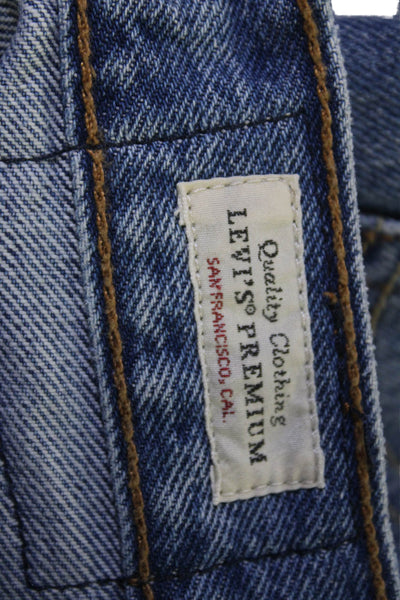 Levis Unisex Straight Jeans Blue Mid Rise Short Inseam 90s 100% Cotton Size 0