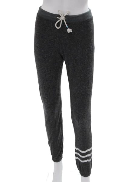 Sol Angeles Women Jogger Sweatpants Dark Gray Striped Drawstring Size XS